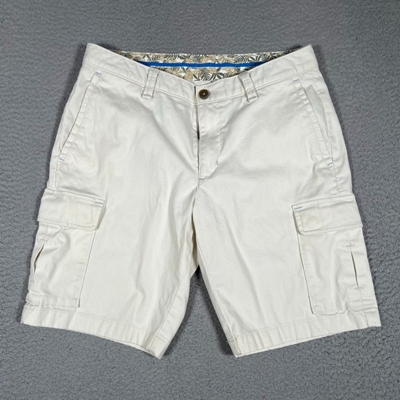 Tommy Bahama Other - Tommy Bahama Shorts Mens 32 Cream Cargo Casual Preppy Chino Pockets Logo Adult